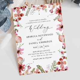 Elegant Rosa Peach Botanical Garden Wedding Inbjudningar