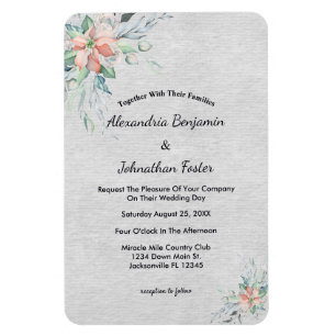 Elegant Rosa Peach Flowers Bouquet Bröllop Magnet