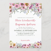 Elegant  Rosa Peach Lavender Blommigt Bröllop