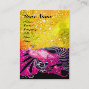 ELEGANT ROSA PEACOCK JEWEL IN GULD SPARKLES VISITKORT