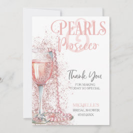 Elegant Rosa Pearls och Prosecco Tack Inbjudningar