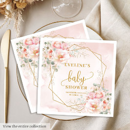 Elegant rosa peonies babyduschluncheon pappersservett