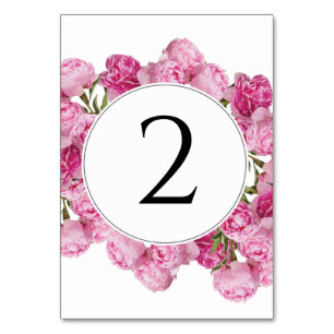 Elegant Rosa Peonies Bröllop Bordsnummer