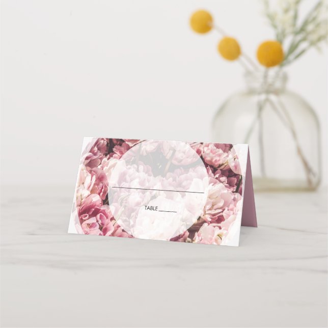 Elegant Rosa Peonies Bröllop Place Card Placeringskort (Framsida)