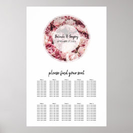 Elegant Rosa Peonies Bröllop Sittdiagram Poster