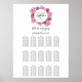 Elegant Rosa Peonies Bröllop Sittdiagram Poster