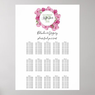 Elegant Rosa Peonies Bröllop Sittdiagram Poster