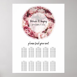 Elegant Rosa Peonies Bröllop Sittdiagram Poster