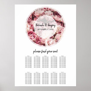 Elegant Rosa Peonies Bröllop Sittdiagram Poster