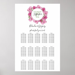 Elegant Rosa Peonies Bröllop Sittdiagram Poster