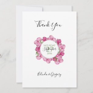 Elegant Rosa Peonies Bröllop Tack Kort