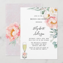 Elegant Rosa Peonies Eucalyptus Brunch och BubLY