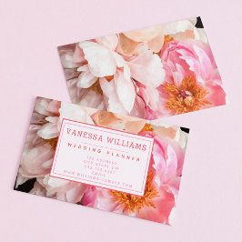 Elegant Rosa Peonies - Personlig Affärskort Visitkort