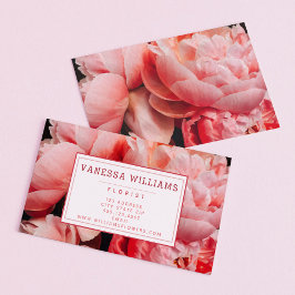 Elegant Rosa Peonies - Personlig Visitkort