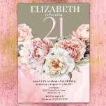 Elegant  Rosa Peony 21:a födelsedagen Inbjudningar<br><div class="desc">Elegant  Rosa Peony blommar 21:a födelsedagsinbjudan till kvinnor. Du kan enkelt ändra exempeltexten till din egen genom att klicka på Anpassa. Klicka på Anpassa/redigera med Verktyg i designläge om du vill ändra teckensnittstypen,  Färg,  Storlekt teckensnitt eller lägga till/ta bort/ändra Inslagen Text eller Design.</div>