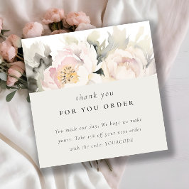 Elegant Rosa Peony Akvarell Blommig Tacksamhetsbes Fyrkantigt Visitkort