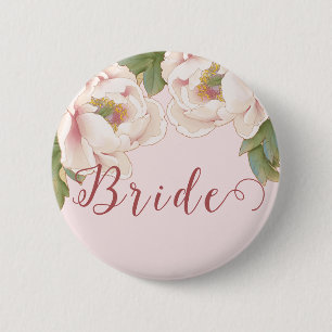 Elegant Rosa Peony Blommigt Bride Button Knapp
