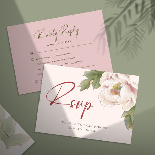 Elegant Rosa Peony Blommigt Bröllop OSA Card Inbjudningar