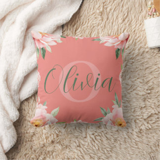 Elegant Rosa Peony Blommigt Cushion | Romantic Vat Kudde