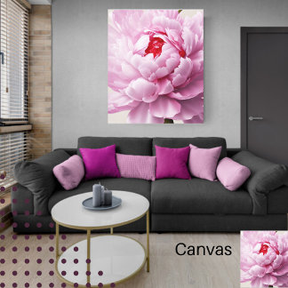 Elegant Rosa Peony Blommigt Digital Photography Canvastryck