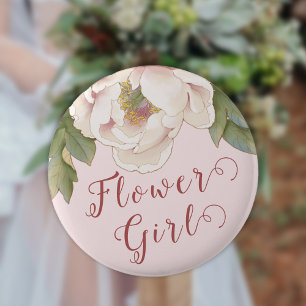 Elegant Rosa Peony Blommigt Flower Girl Butto Knapp