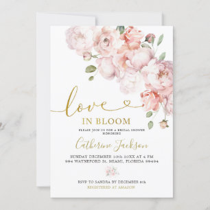 Elegant Rosa Peony Blommigt Kärlek i Bloom Inbjudningar