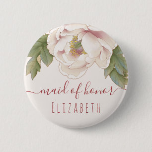Elegant Rosa Peony Blommigt Maid of honor Knapp