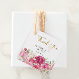 Elegant Rosa Peony Blommigts Tack Gåvor Etiketter