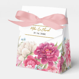 Elegant Rosa Peony Blommigts Wedor Favor Box Presentaskar