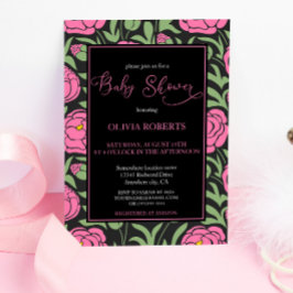 Elegant Rosa Peony Flowers Baby Shower Inbjudningar