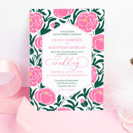 Elegant Rosa Peony Flowers Bröllop Inbjudningar