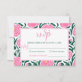 Elegant Rosa Peony Flowers Bröllop OSA Kort
