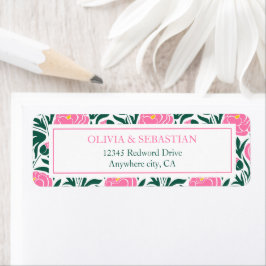 Elegant Rosa Peony Flowers Bröllop Returadress Etikett