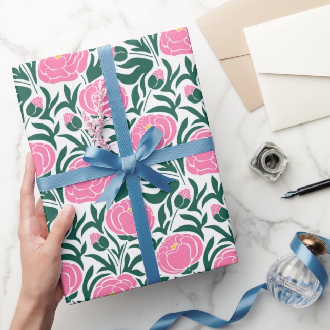 Elegant Rosa Peony Flowers Presentpapper (Gifting)
