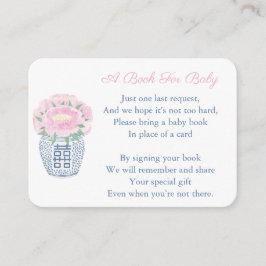 Elegant Rosa Peony Girl Baby Shower Bok Request Tilläggskort