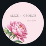 Elegant Rosa Peony Modern Sophisticated bröllop Runt Klistermärke<br><div class="desc">MiKa Art Zazzle-butiken har något för alla, från fånigets skämt till seriöst romantiskt påstående. Canadiana, japanska presenter, smycken, fodral för elektronisk utrustning, roligt, mugg kopp, prydnadsföremål, kort och poster... Ta lite tid och se dig om. Du kanske till och med hittar något du inte visste att du ville! Jag är...</div>