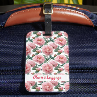 Elegant Rosa Peony Mönster Bagagebricka