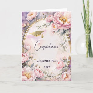 Elegant Rosa Peony Oval Ram Studenten Kort