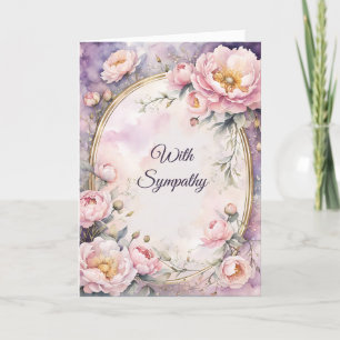 Elegant Rosa Peony Oval Ram Sympathy Kort