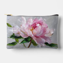 Elegant rosa peony tjock impasto oljemålning