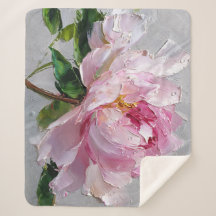 Elegant rosa peony tjock impasto oljemålning 