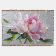Elegant rosa peony tjock impasto oljemålning 