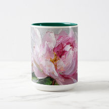 Elegant rosa peony tjock impasto oljemålning 