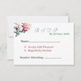 Elegant Rosa Peony Watercolor Blommig Bröllop OSA Kort