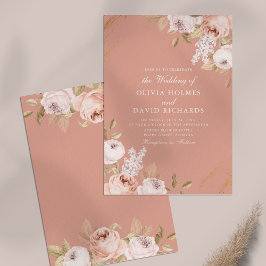 Elegant Rosa Peony Wedding Investigation Inbjudningar