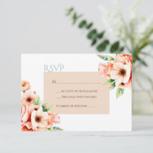 Elegant Rosa Persika Blommig RSVP-svarskort OSA Kort