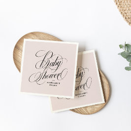 Elegant rosa personlig babydusch pappersservett