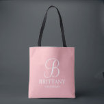 Elegant  Rosa Personlig Bridesmaid Tygkasse<br><div class="desc">Elegant  Rosa Personlig Bridesmaid Gifts med personlig monogram i elegant calligraphy font stil med bridesmaias namn och rubrik i klassiskt serif font stil. Även perfekt för Maid of honor,  Flower Girl,  Budens mamma m.fl.</div>