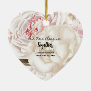 Elegant Rosa Personlig Första Julen Nygifta Julgransprydnad Keramik