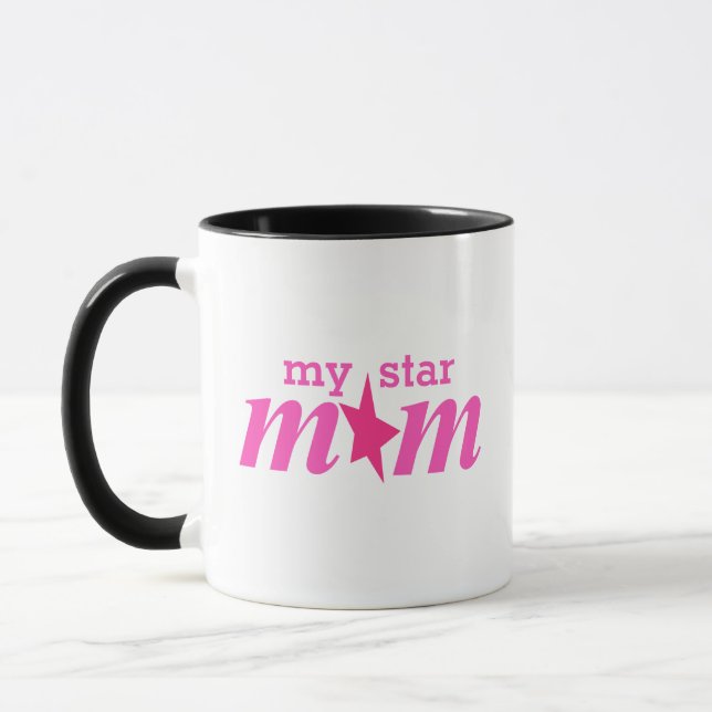 Elegant Rosa Personlig Min Stjärna Mamma Mugg (Vänster)